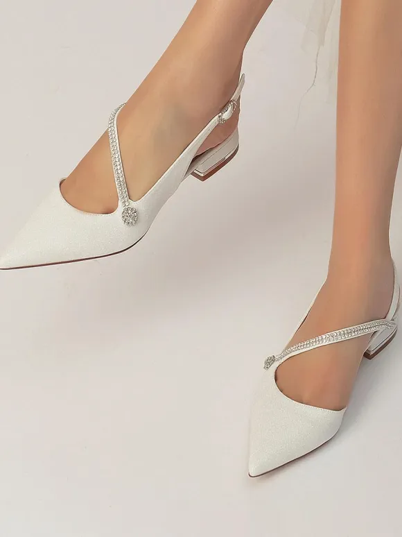 Women's Rhinestones Strap Slingback Bridal Flats