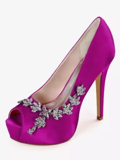 Women's Rhonestones Peep Toe Bridal Shoes Stiletto Heel Pumps