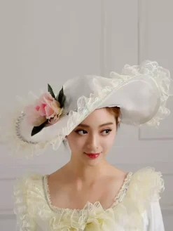 Women's 1800s Era Misses Wide Brim Victorian Hats For Party