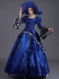 Women's 1800s Retro Rococo Dress Masked Party Ball Gown Victorian Costume Dress