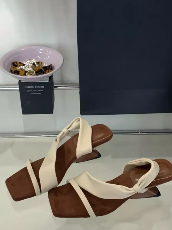 Women's Sandal Mules Open Toe Strappy Desinged Heel Sandal Slides