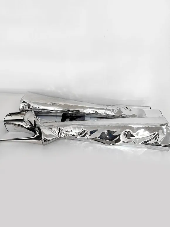 Women's Sexy Boots Silver Platform High Heel Thigh High Boots