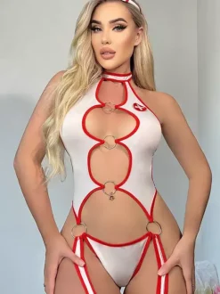 Women's Sexy Costumes Nurse Halter Teddies
