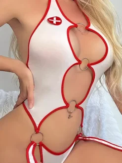Women's Sexy Costumes Nurse Halter Teddies