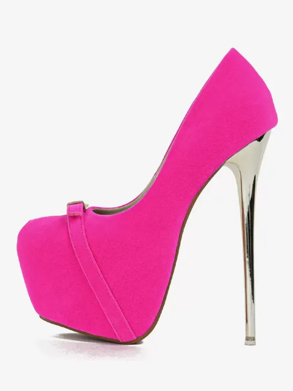 Women's Sexy High Heels Metal Details Stiletto Heel Micro Suede Upper Pumps In