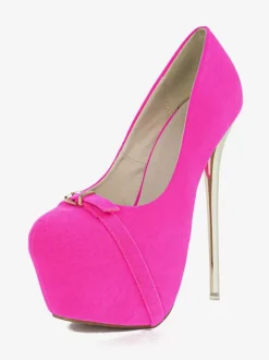 Women's Sexy High Heels Metal Details Stiletto Heel Micro Suede Upper Pumps In