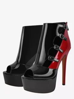 Women's Sexy Shoes Peep Toe Platform Buckle Detail Sky High Stripper Shoes