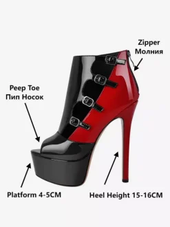 Women's Sexy Shoes Peep Toe Platform Buckle Detail Sky High Stripper Shoes