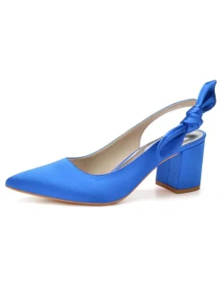 Women's Slingback Low Heel Bridal Pumps in Satin