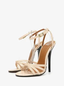 Women's Strappy Ankle Strap Stiletto Prom Heel Sandals in Black