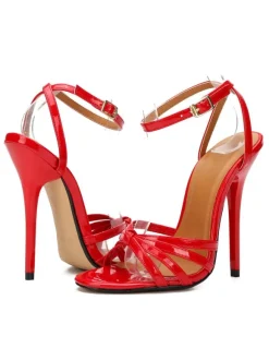 Women's Strappy Ankle Strap Stiletto Prom Heel Sandals in Black