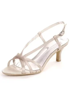 Women's Straps Slingback Kitten Heel Bridal Sandals