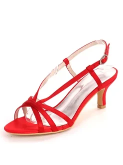 Women's Straps Slingback Kitten Heel Bridal Sandals