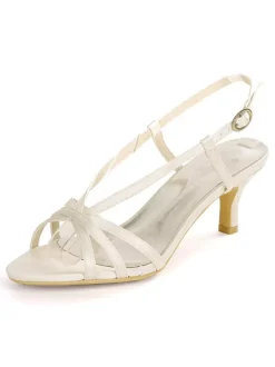 Women's Straps Slingback Kitten Heel Bridal Sandals