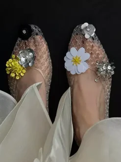 Women's Summer Flats PVC Round Toe Cut Out Designed Flat Sandals