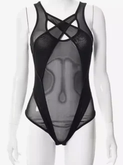 Women's Teddies Lingerie Sheer Purple Patchwork Women Sexy Teddies
