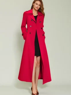 Women's Trench Coat Practical Turndown Collar Buttons Full Length Coat