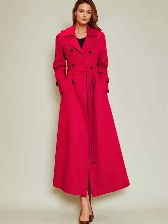 Women's Trench Coat Practical Turndown Collar Buttons Full Length Coat