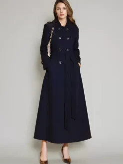 Women's Trench Coat Practical Turndown Collar Buttons Full Length Coat