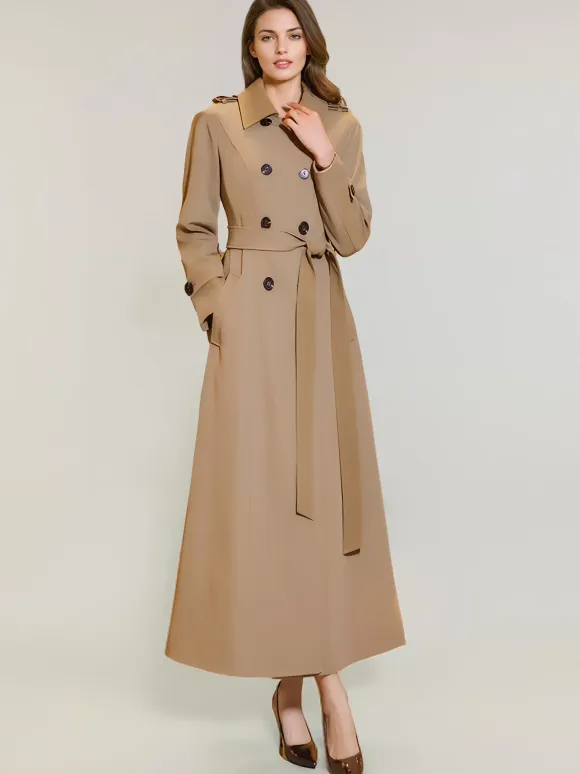 Women's Trench Coat Practical Turndown Collar Buttons Full Length Coat