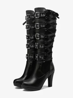 Women's Vintage Boots Chunky Heel Knee-High Boots