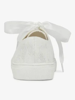 Women's Wedding Shoes Canvas Round Toe Flat Bridal Sneaker Shoes