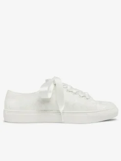 Women's Wedding Shoes Canvas Round Toe Flat Bridal Sneaker Shoes