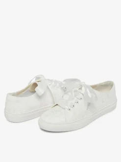 Women's Wedding Shoes Canvas Round Toe Flat Bridal Sneaker Shoes