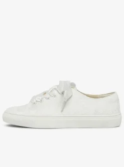Women's Wedding Shoes Canvas Round Toe Flat Bridal Sneaker Shoes