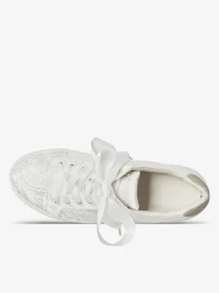 Women's Wedding Shoes Canvas Round Toe Flat Bridal Sneaker Shoes