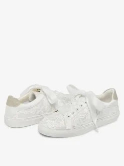 Women's Wedding Shoes Canvas Round Toe Flat Bridal Sneaker Shoes