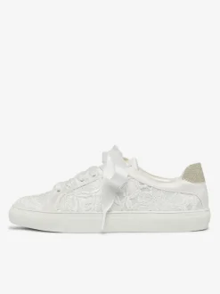 Women's Wedding Shoes Canvas Round Toe Flat Bridal Sneaker Shoes