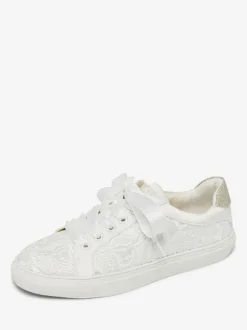 Women's Wedding Shoes Canvas Round Toe Flat Bridal Sneaker Shoes