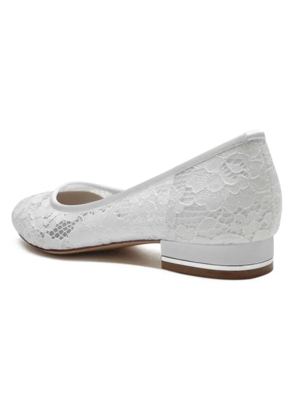 Women's Wedding Shoes Embroidered Lace Round Toe Flat Bridal Shoes