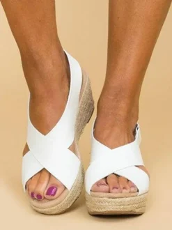 Women's Wedge Heels Street Wear Faux Leather Open Toe Boho Wedding Sandals