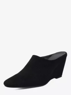 Women's Wedge Mules Pointed Toe Micro Suede Upper Wedge Shoes