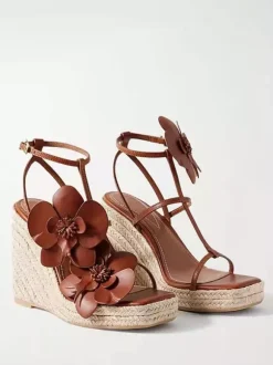 Women's Wedge Sandals Platform Open Toe Flowers Detail Sandal Shoes