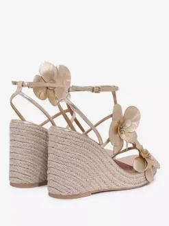 Women's Wedge Sandals Platform Open Toe Flowers Detail Sandal Shoes