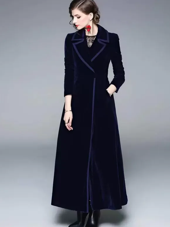Women's Wrap Coat Turndown Collar Retro Burgundy Winter Outerwear