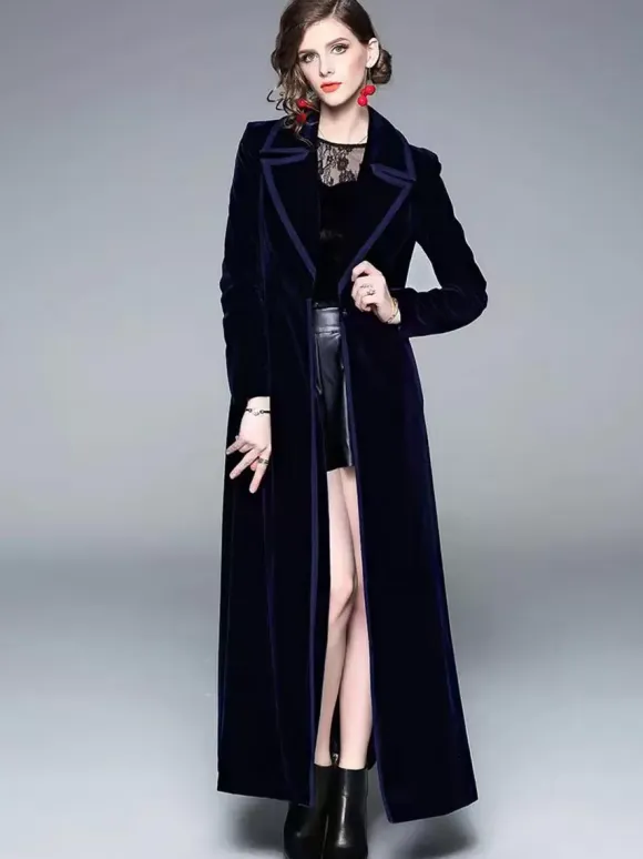 Women's Wrap Coat Turndown Collar Retro Burgundy Winter Outerwear