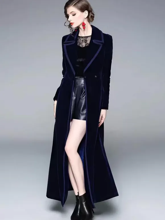 Women's Wrap Coat Turndown Collar Retro Burgundy Winter Outerwear