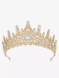 Womens Alloy Tiaras Queen Princess Crystal Synthetic Gemstones Vintage Crown