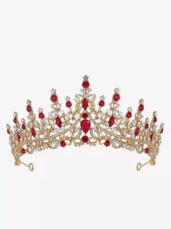 Womens Alloy Tiaras Queen Princess Crystal Synthetic Gemstones Vintage Crown