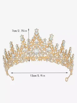 Womens Alloy Tiaras Queen Princess Crystal Synthetic Gemstones Vintage Crown