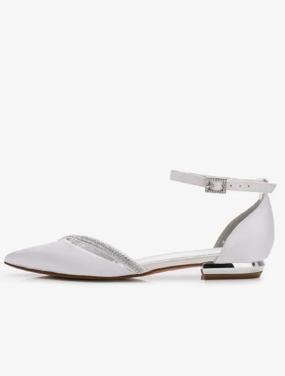 Women's Ankle Strap Flat Wedding Shoes