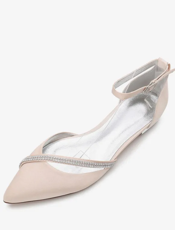Women's Ankle Strap Flat Wedding Shoes