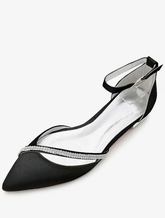 Women's Ankle Strap Flat Wedding Shoes