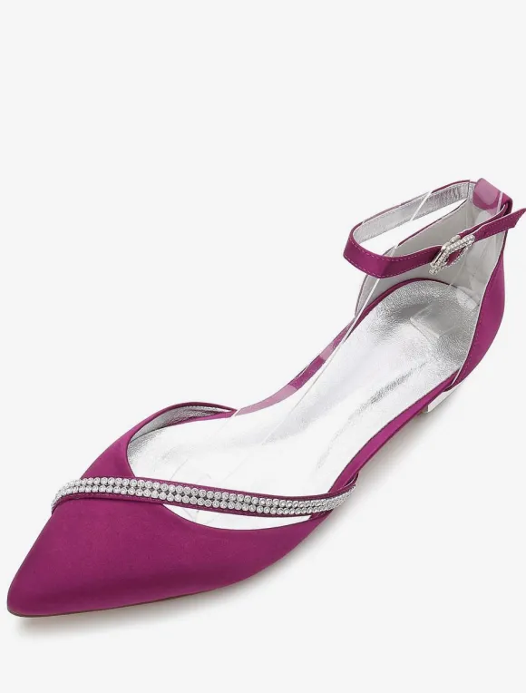 Women's Ankle Strap Flat Wedding Shoes