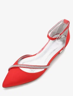 Women's Ankle Strap Flat Wedding Shoes