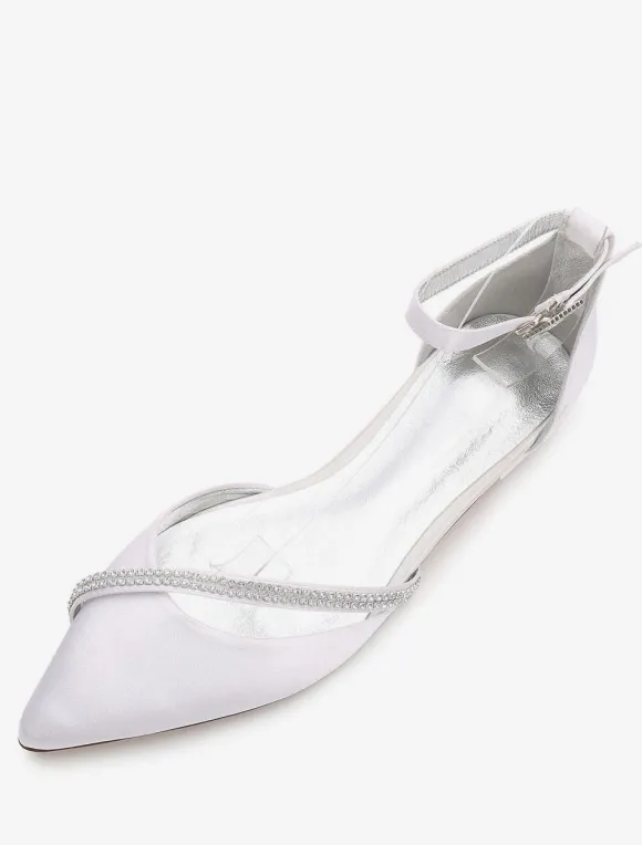 Women's Ankle Strap Flat Wedding Shoes